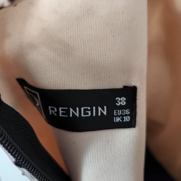 NWT RENGIN Long Sleeve Maxi Crepe Mermaid Regular Black-Pink Evening Dress Size - Picture 10 of 10